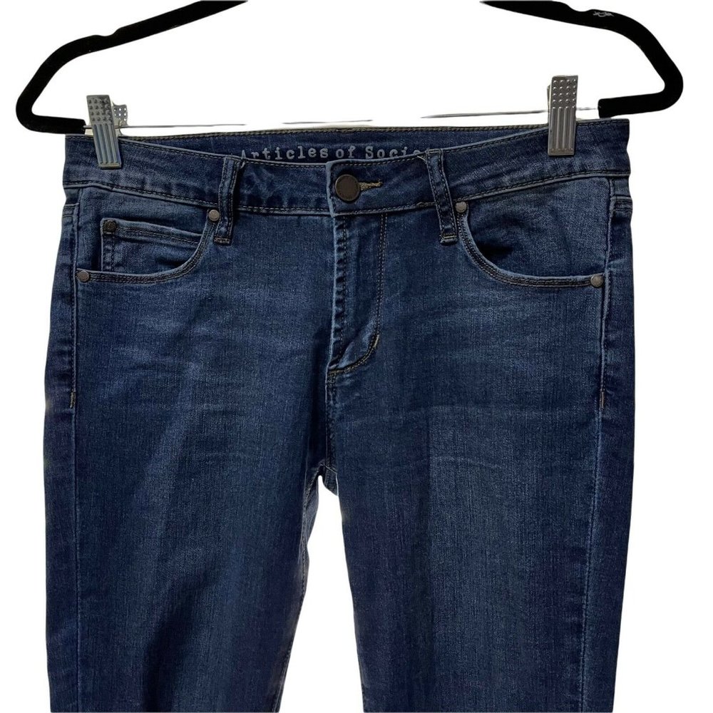 Articles of Society Providence Wash Sammy Asymmetrical Fray Hem Skinny Jeans 27 - Picture 4 of 12